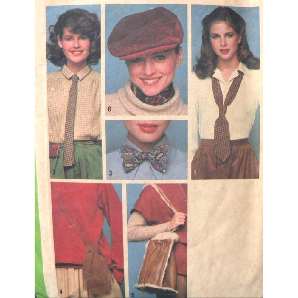 Vintage‎ Simplicity Sewing Pattern 8723 Women's Ties Bags Hat & Bow Tie OS 1978